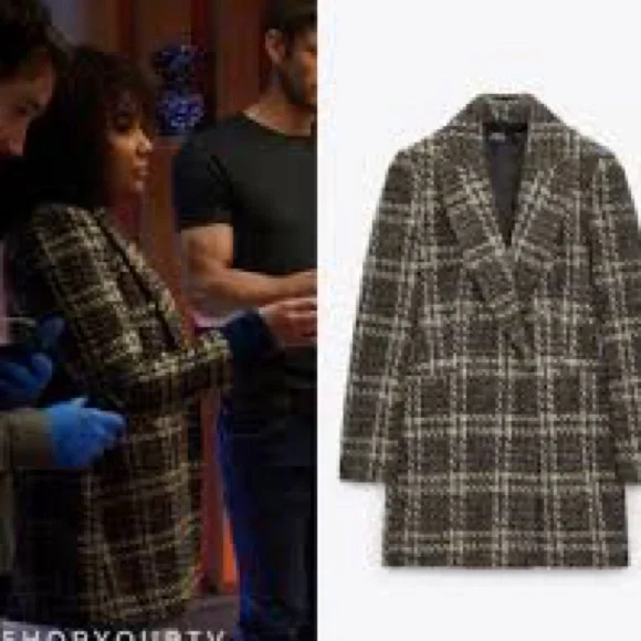 Zara Brown Plaid Coat - Picture 4 of 14